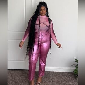 Metallic pink pants